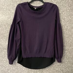 Chelsea 28 Purple Sweater with Black Semi Sheer Back - Size Small - Balloon Arms